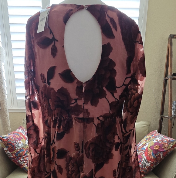 Floral Velvet Dress in Pink Combo - Picture 3 of 11
